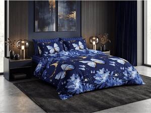 Lenjerie de pat din bumbac BUTTERFLY AND MOON albastru inchis Dimensiune lenjerie de pat: 70 x 90 cm | 140 x 200 cm