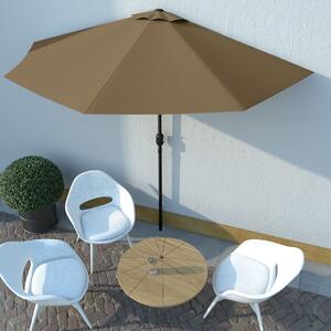 Umbrelă de soare de balcon, tijă aluminiu, gri taupe 300x150 cm