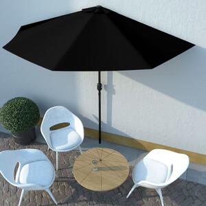 Umbrelă de balcon tijă aluminiu negru 300x150x253 cm semirotund