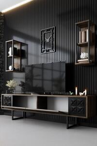Set de mobilier pentru living Black, Nuc- Negru