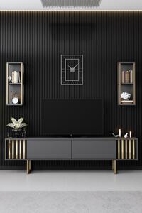 Set de mobilier pentru living Gold, Antracit- Auriu