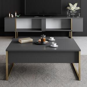 Set de mobilier pentru living Luxe, Antracit- Auriu