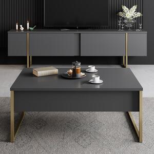 Set de mobilier pentru living Luxe, Antracit- Auriu