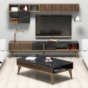 Set de mobilier pentru living Milan, Nuc- Negru