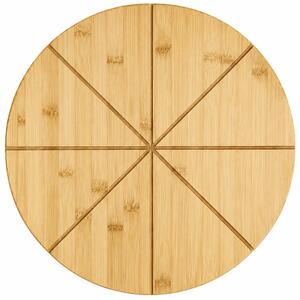 Platou rotund din lemn pentru servire alimente, aperitive, dulciuri, pizza, 30 cm, maro