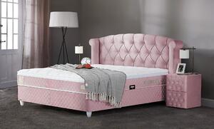 Pat elegant Visco Lux roz, cu lada pentru depozitare, 140x200 cm