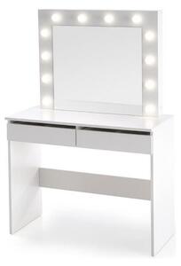 Masa de toaleta cu oglinda si iluminare led Hollywood, alb, 94x43x140
