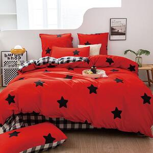 Lenjerie Starry Red 4 piese (Bumbac Satinat)
