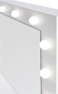 Masa de toaleta cu oglinda si iluminare led Hollywood, alb, 94x43x140