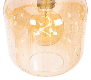 Lampă suspendată design neagră cu alamă și sticlă chihlimbar 4 lumini - Zuzanna