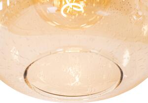 Lampă suspendată design neagră cu alamă și sticlă chihlimbar 4 lumini - Zuzanna