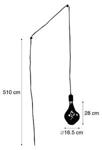 Lampă suspendată aurie cu mufă cu reglaj PS160 goldline - Cavalux