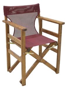 Set de gradina masa si scaune Retto 3 bucati din lemn masiv de fag culoarea nuc, PVC burgundy 70x70x71cm