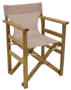 Set de gradina masa si scaune Retto 5 bucati din lemn masiv de fag culoarea nuc, PVC ecru 80x60x72cm