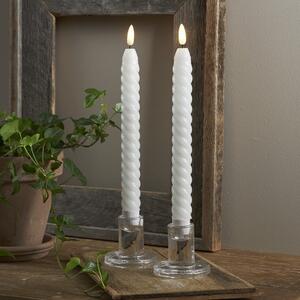 Set de 2 lumânări cu LED din ceară albă Star Trading Flamme Swirl Antique, înălțime 25 cm