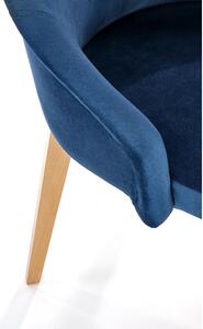 Scaun TOLEDO 2, stofa catifelata albastra/lemn de stejar, 55x51x82 cm