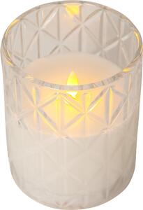 Lumânare de ceară cu LED alb în sticlă Star Trading Flamme Romb, înălțime 12,5 cm