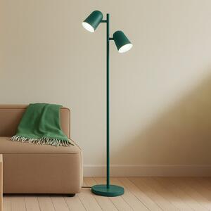 Lindby Lampadar Isara, verde, 165 cm, 2 becuri, metal, E27, Verde, Camera de zi / sufragerie, Metal, Modern