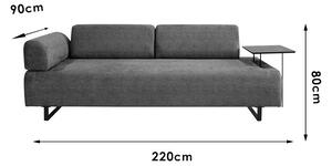 Canapea 3 locuri cu masuta laterala PWF-0595 material textil bej 220x90x80cm