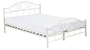 Cadru pat metalic Mimi cu grilaj cadou, in mai multe dimensiuni si culori-alb-160x200cm