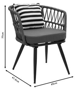 Set de gradina masa si scaune Naoki 5 bucati plastic PE gri-metal negru