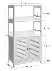 Dulap de depozitare pentru baie, Vasagle, Alb, 60x32.5x122 cm