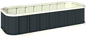 Outsunny Pat Ridicat de Grădină pentru Exterior cu Bază Deschisă, Mănuși, Margini Pliate, Ghiveci în Oțel Galvanizat pentru Plante, Flori, Legume Balcon Grădină, 136x52x31 cm, Gri Închis | Aosom Romania