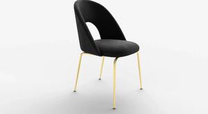 Scaun tapitat K385, negru/auriu, stofa catifelata/metal, 54x59x88 cm