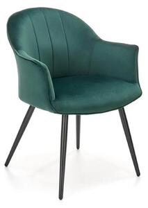 Scaun K468, verde inchis/negru, stofa catifelata/metal, 67x62x84 cm