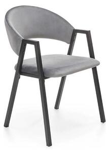 Scaun K473, stofa catifelata gri, 54x58x82 cm
