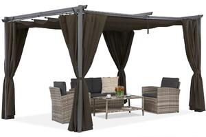 Brown La Palma 4x4m patio pergola cu perdele Garden Point