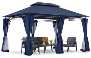 Pavilion de grădină Ibiza 3x4m albastru marin cu plasă de țânțari Garden Point