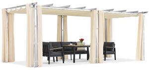 Barbados 3x6 m patio pergola cu perdele Garden Point alb și bej