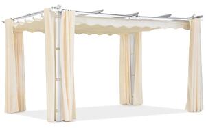 Barbados pergola terasă 3x4 m cu perdele Garden Point alb și bej