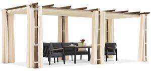Barbados pergolă terasă 3x6 m cu perdele Garden Point woodlike-beige