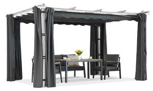 Barbados pergolă terasă 3x4 m cu perdele Garden Point alb-antracit