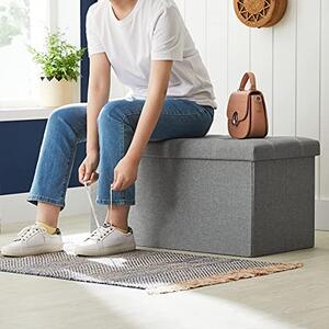 Bancuta hol cufar cu depozitare, Songmics, Gri, 76x38x38 cm