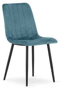 Scaun de catifea petrol LAVA PETROL BLUE cu picioare negre