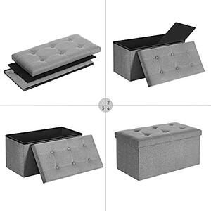 Bancuta hol cufar cu depozitare, Songmics, Gri, 76x38x38 cm