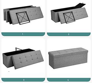 Bancuta hol cufar cu depozitare, Songmics, Gri, 110x38x38 cm