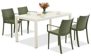 Set mobilier de grădină King/Victoria alb și verde pentru 4 persoane Bica