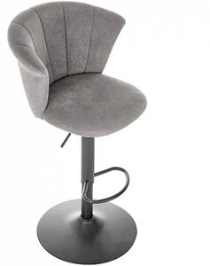 Scaun bar H104, gri/negru, stofa/otel, 55x53x90/112 cm