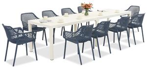 King Double/Aria set mobilier de grădină alb și albastru pentru 10 persoane Bica