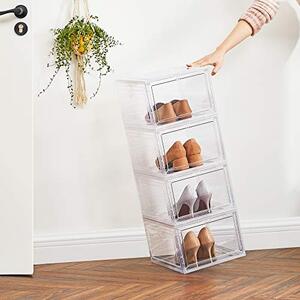 Pantofar set 6 cutii din plastic, Songmics, Alb, 34.5x27x19 cm