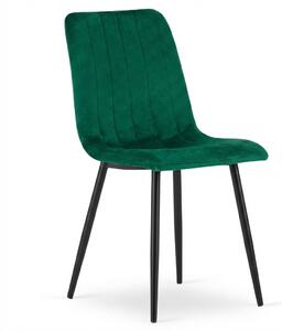 Scaun de catifea verde inchis LAVA BOTTLE GREEN cu picioare negre