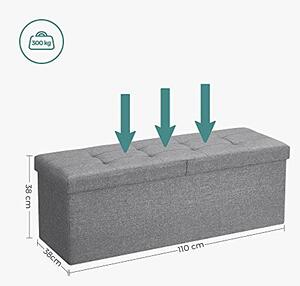 Bancuta hol cufar cu depozitare, Songmics, Gri, 110x38x38 cm