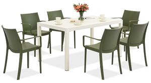 Set mobilier de grădină King/Victoria alb și verde pentru 6 persoane Bica