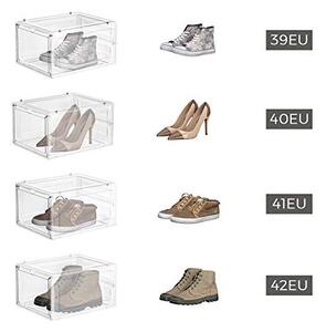 Pantofar set 6 cutii din plastic, Songmics, Alb, 34.5x27x19 cm