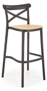 Scaun bar H111, crem/negru, polipropilena, 47x47x103 cm