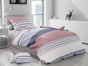 Lenjerie de pat din bumbac flanelat Culoare Crem, STRIBER + husa de perna 40x50 cm Gratuit